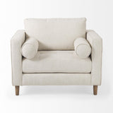 Mercana Loretta 40.7L x 36.2W x 33.9H Cream Fabric Chair W/ Two Bolster Cushions