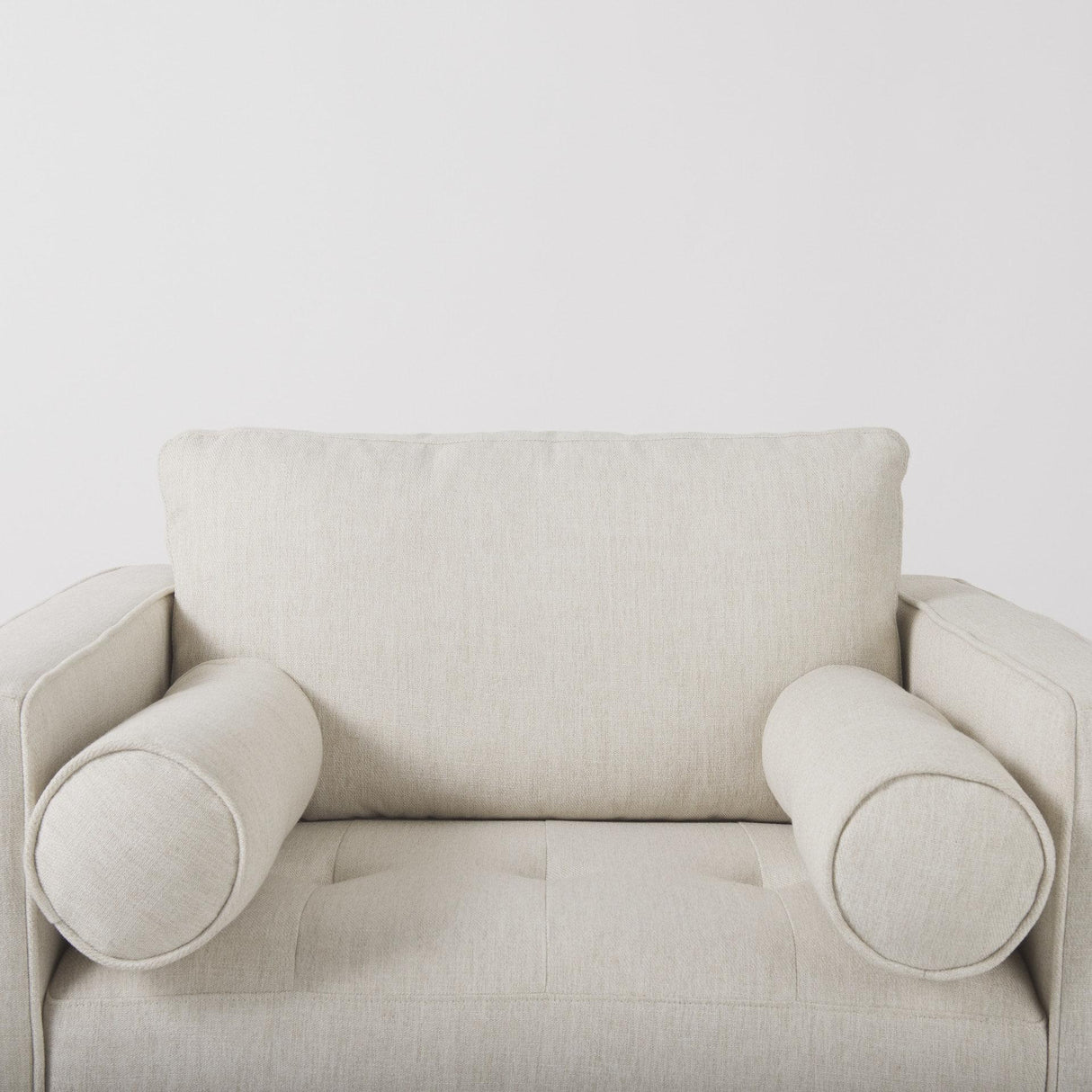 Mercana Loretta 40.7L x 36.2W x 33.9H Cream Fabric Chair W/ Two Bolster Cushions