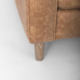 Mercana Loretta 88.0L x 36.2W x 33.9H Cognac Brown Faux Leather Three Seater Sofa with Two Bolster Cushions
