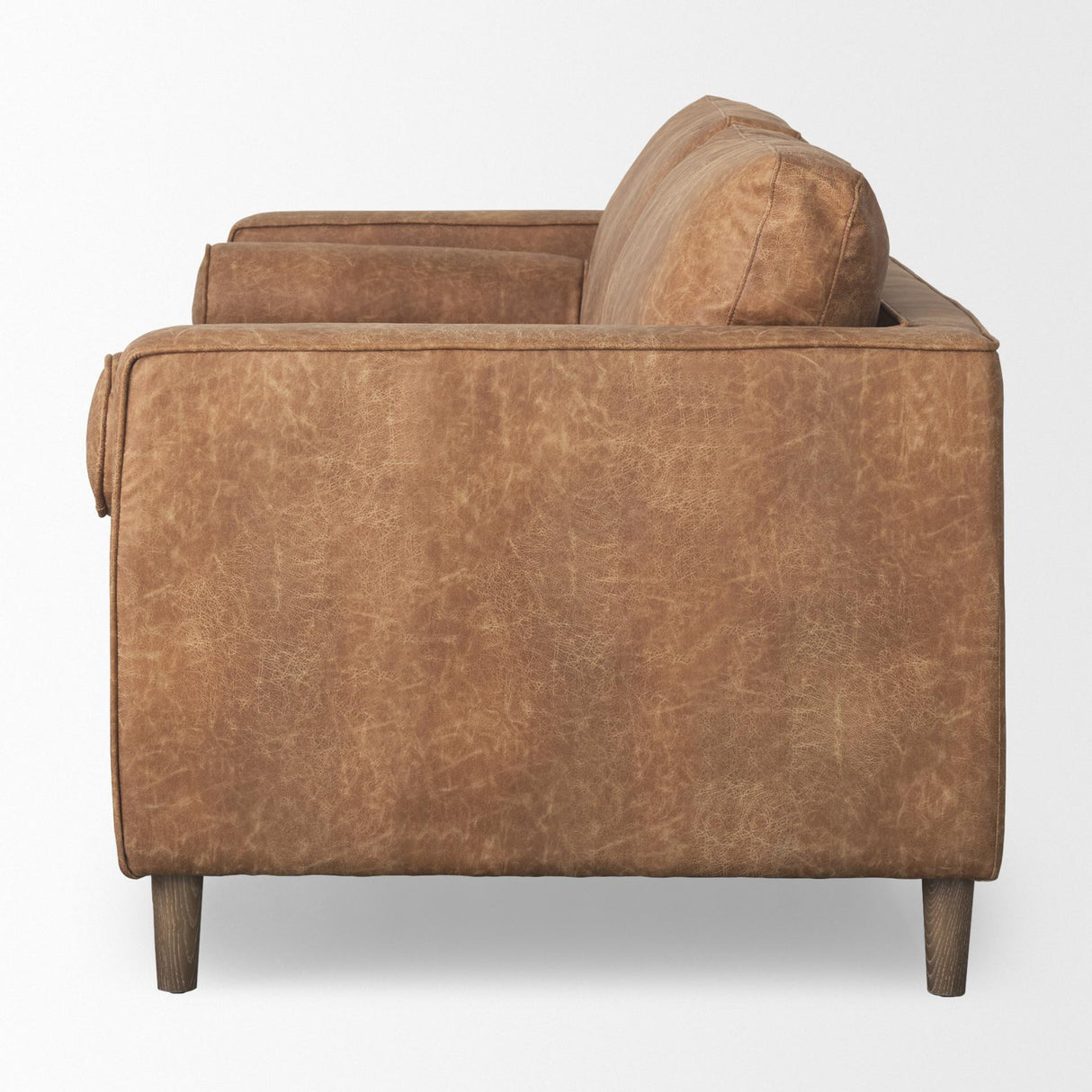 Mercana Loretta 88.0L x 36.2W x 33.9H Cognac Brown Faux Leather Three Seater Sofa with Two Bolster Cushions