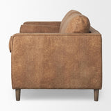 Mercana Loretta 88.0L x 36.2W x 33.9H Cognac Brown Faux Leather Three Seater Sofa with Two Bolster Cushions