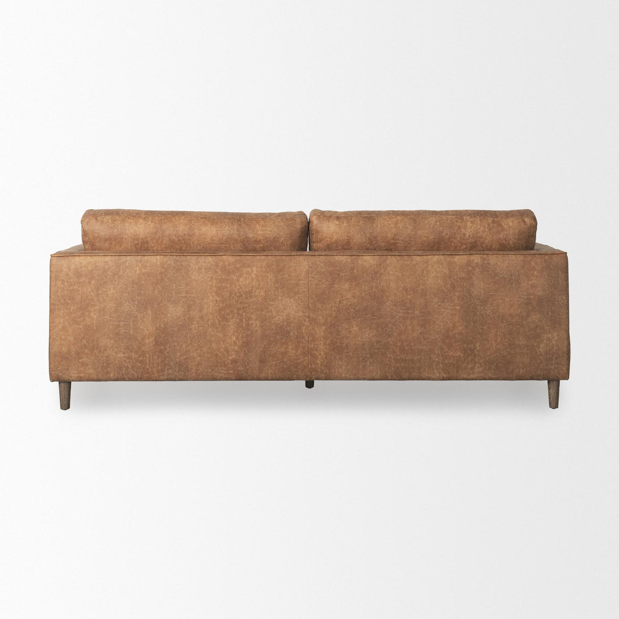 Mercana Loretta 88.0L x 36.2W x 33.9H Cognac Brown Faux Leather Three Seater Sofa with Two Bolster Cushions