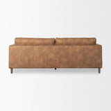 Mercana Loretta 88.0L x 36.2W x 33.9H Cognac Brown Faux Leather Three Seater Sofa with Two Bolster Cushions