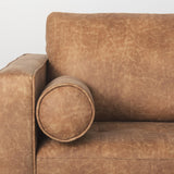 Mercana Loretta 88.0L x 36.2W x 33.9H Cognac Brown Faux Leather Three Seater Sofa with Two Bolster Cushions