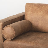 Mercana Loretta 88.0L x 36.2W x 33.9H Cognac Brown Faux Leather Three Seater Sofa with Two Bolster Cushions