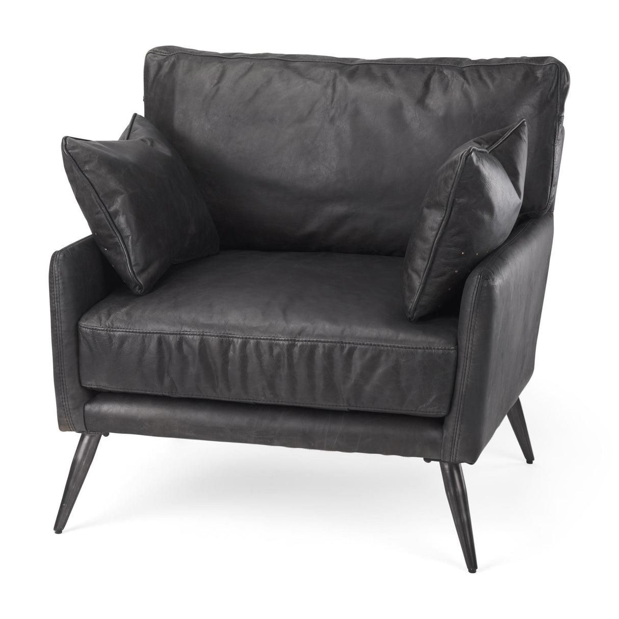 Mercana Cochrane 34.5L x 33.0W x 32.5H Black Leather Wrapped Chair