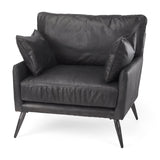 Mercana Cochrane 34.5L x 33.0W x 32.5H Black Leather Wrapped Chair