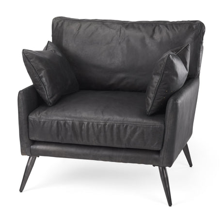 Mercana Cochrane 34.5L x 33.0W x 32.5H Black Leather Wrapped Chair