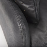 Mercana Cochrane 34.5L x 33.0W x 32.5H Black Leather Wrapped Chair