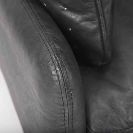 Mercana Cochrane 34.5L x 33.0W x 32.5H Black Leather Wrapped Chair