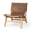Mercana Elodie 24.4L x 33.9W x 30.7H Brown Leather W/Natural Beech Wood Frame Accent Chair