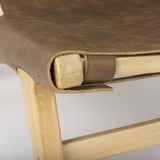 Mercana Elodie 24.4L x 33.9W x 30.7H Brown Leather W/Natural Beech Wood Frame Accent Chair