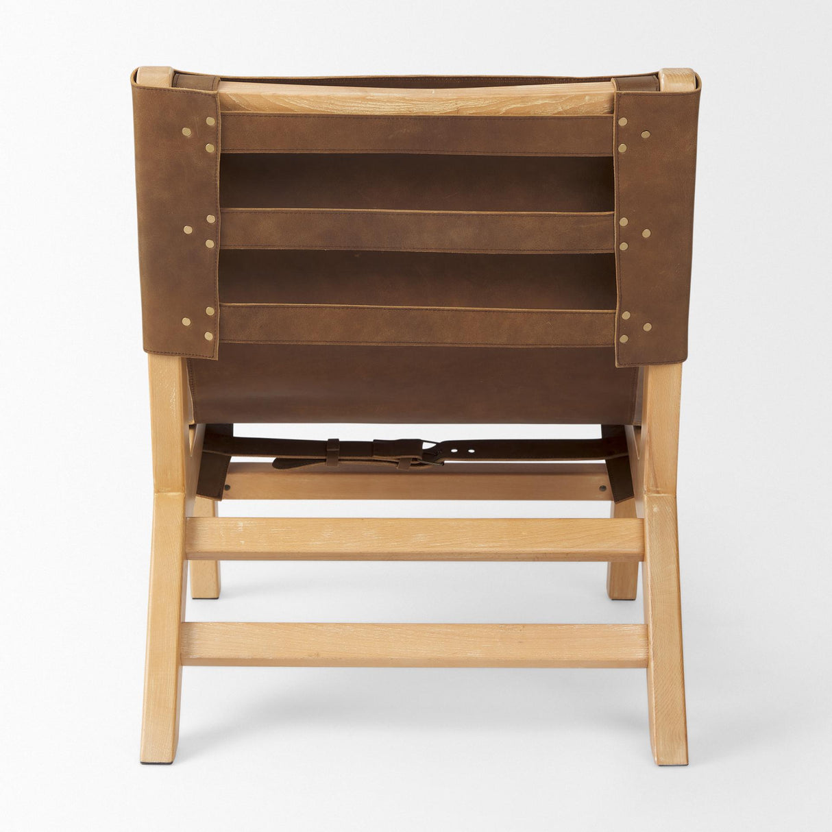 Mercana Elodie 24.4L x 33.9W x 30.7H Brown Leather W/Natural Beech Wood Frame Accent Chair