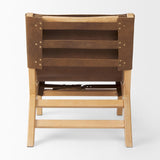 Mercana Elodie 24.4L x 33.9W x 30.7H Brown Leather W/Natural Beech Wood Frame Accent Chair