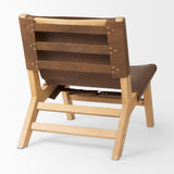 Mercana Elodie 24.4L x 33.9W x 30.7H Brown Leather W/Natural Beech Wood Frame Accent Chair