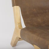 Mercana Elodie 24.4L x 33.9W x 30.7H Brown Leather W/Natural Beech Wood Frame Accent Chair