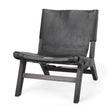 Mercana Elodie 24.4L x 33.9W x 30.7H Black Leather W/Black Stain Beech Wood Frame Accent Chair