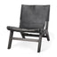 Mercana Elodie 24.4L x 33.9W x 30.7H Black Leather W/Black Stain Beech Wood Frame Accent Chair