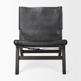 Mercana Elodie 24.4L x 33.9W x 30.7H Black Leather W/Black Stain Beech Wood Frame Accent Chair