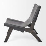 Mercana Elodie 24.4L x 33.9W x 30.7H Black Leather W/Black Stain Beech Wood Frame Accent Chair