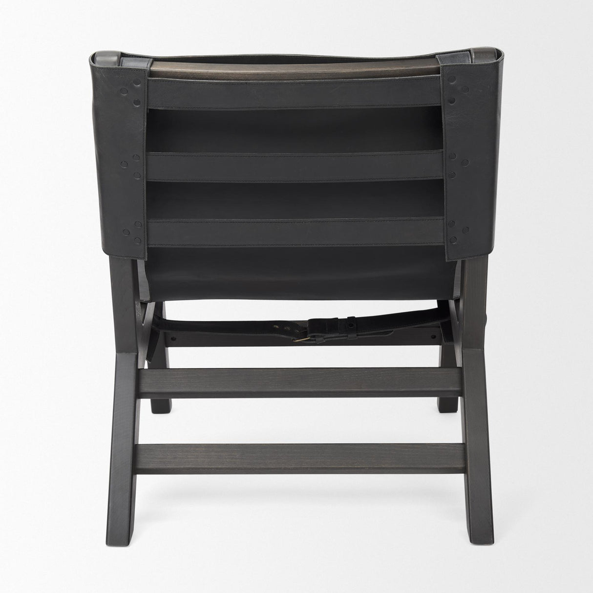 Mercana Elodie 24.4L x 33.9W x 30.7H Black Leather W/Black Stain Beech Wood Frame Accent Chair