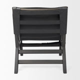 Mercana Elodie 24.4L x 33.9W x 30.7H Black Leather W/Black Stain Beech Wood Frame Accent Chair