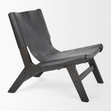 Mercana Elodie 24.4L x 33.9W x 30.7H Black Leather W/Black Stain Beech Wood Frame Accent Chair