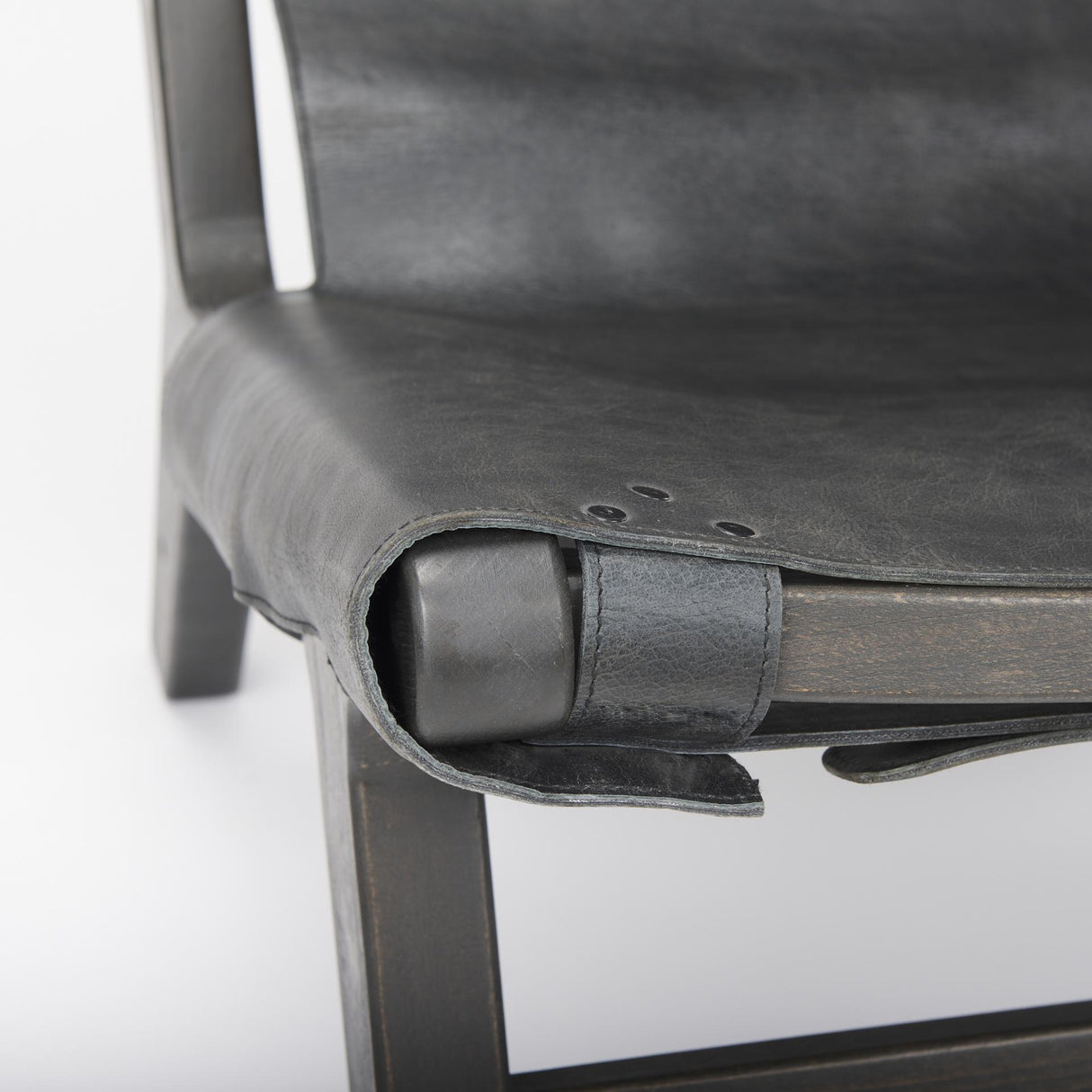 Mercana Elodie 24.4L x 33.9W x 30.7H Black Leather W/Black Stain Beech Wood Frame Accent Chair