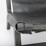 Mercana Elodie 24.4L x 33.9W x 30.7H Black Leather W/Black Stain Beech Wood Frame Accent Chair