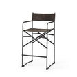 Mercana Direttore 19.3L x 19.3W x 40.2H Brown/Gray Suede W/ Metal Frame Counter Stool