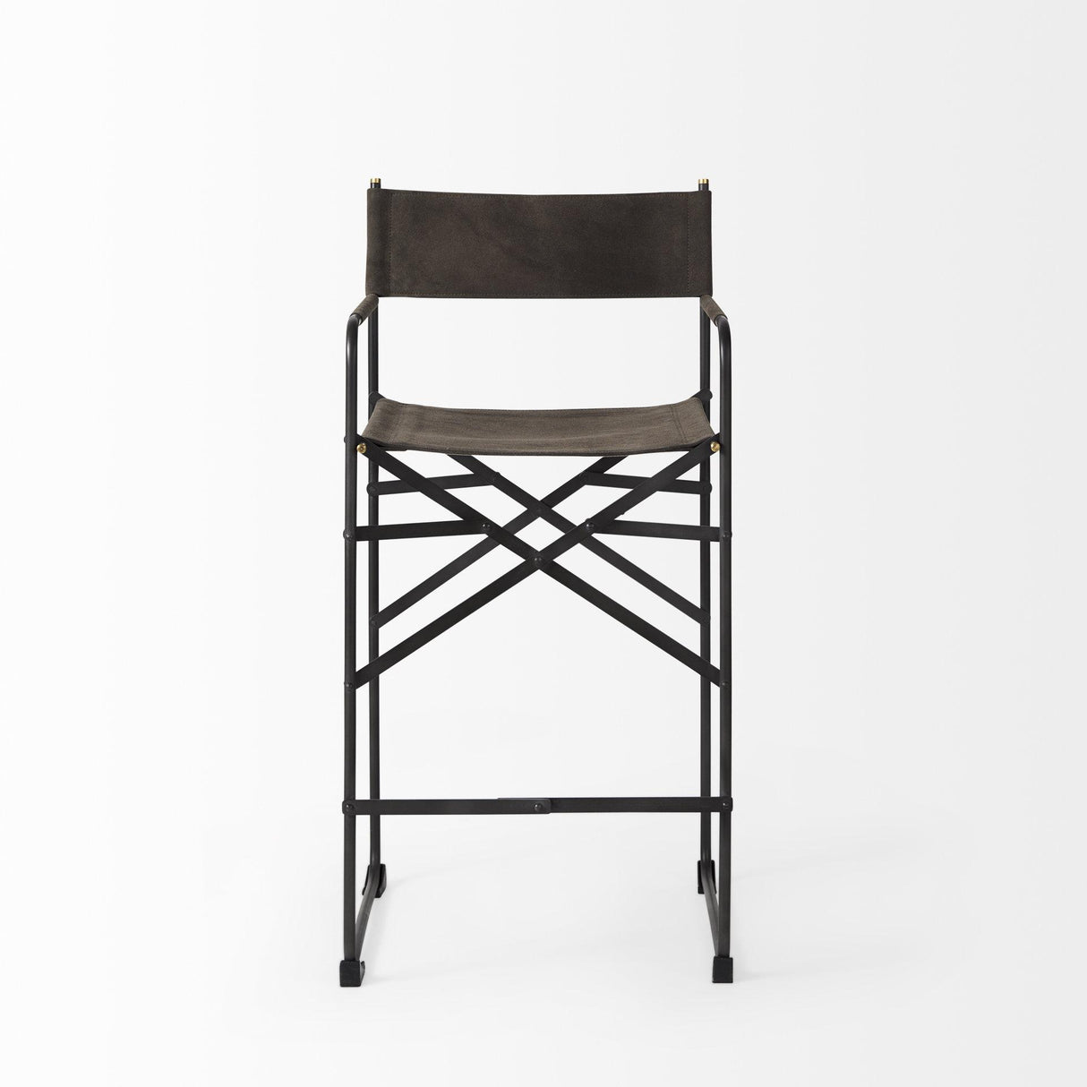 Mercana Direttore 19.3L x 19.3W x 40.2H Brown/Gray Suede W/ Metal Frame Counter Stool