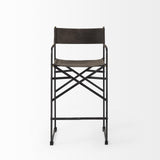 Mercana Direttore 19.3L x 19.3W x 40.2H Brown/Gray Suede W/ Metal Frame Counter Stool