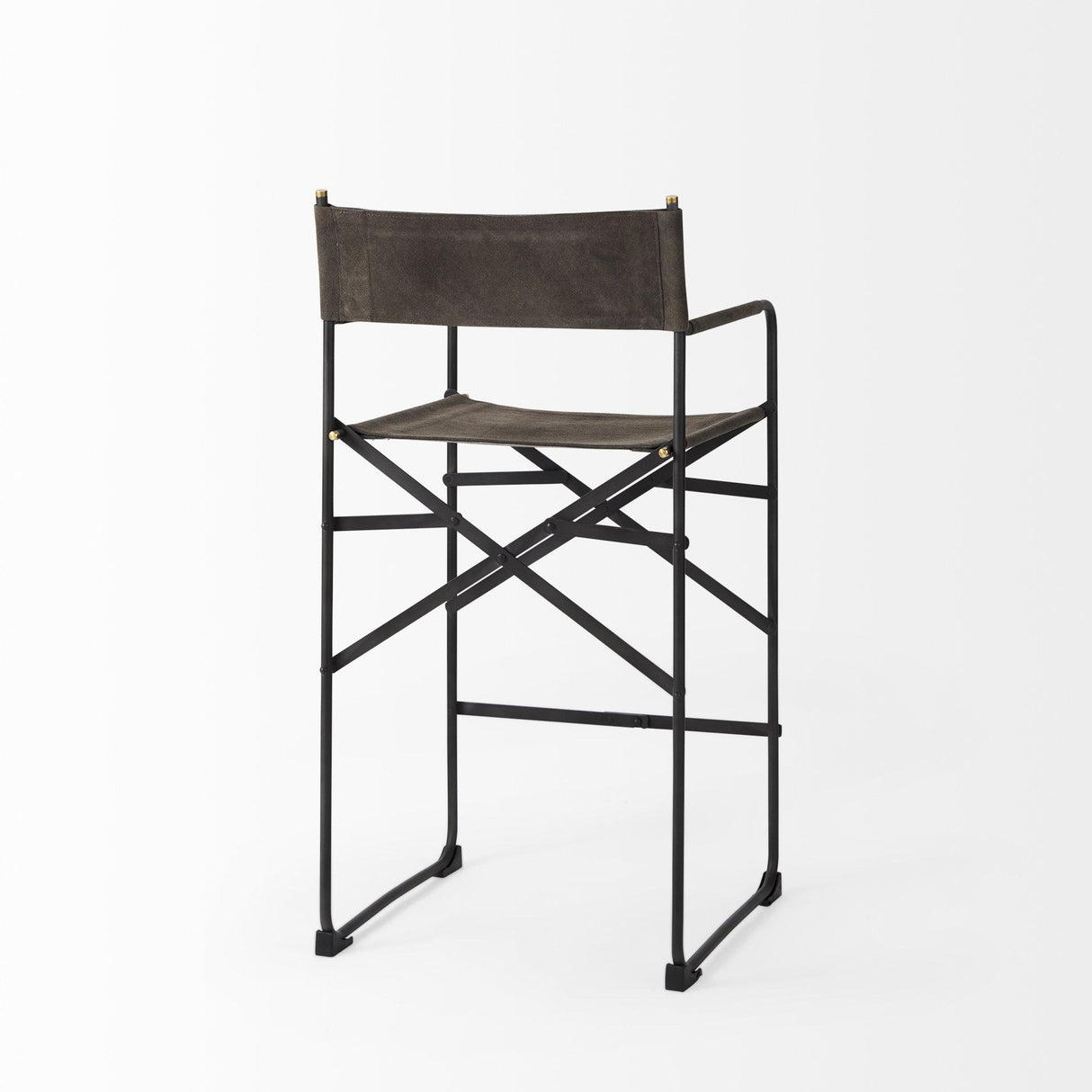 Mercana Direttore 19.3L x 19.3W x 40.2H Brown/Gray Suede W/ Metal Frame Counter Stool