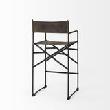 Mercana Direttore 19.3L x 19.3W x 40.2H Brown/Gray Suede W/ Metal Frame Counter Stool