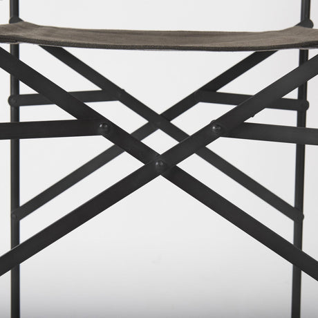 Mercana Direttore 19.3L x 19.3W x 40.2H Brown/Gray Suede W/ Metal Frame Counter Stool