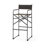 Mercana Direttore 19.3L x 19.3W x 44.1H Brown/Gray Suede W/ Metal Frame Bar Stool