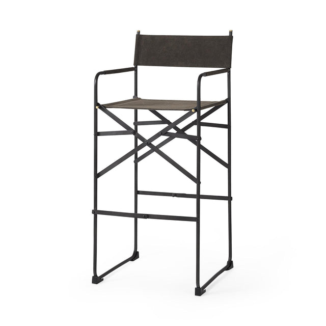 Mercana Direttore 19.3L x 19.3W x 44.1H Brown/Gray Suede W/ Metal Frame Bar Stool