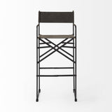 Mercana Direttore 19.3L x 19.3W x 44.1H Brown/Gray Suede W/ Metal Frame Bar Stool