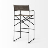Mercana Direttore 19.3L x 19.3W x 44.1H Brown/Gray Suede W/ Metal Frame Bar Stool
