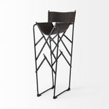 Mercana Direttore 19.3L x 19.3W x 44.1H Brown/Gray Suede W/ Metal Frame Bar Stool