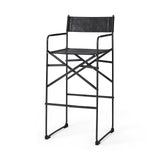 Mercana Direttore 19.3L x 19.3W x 44.1H Black Leather Seat W/Black Iron Frame Bar Stool