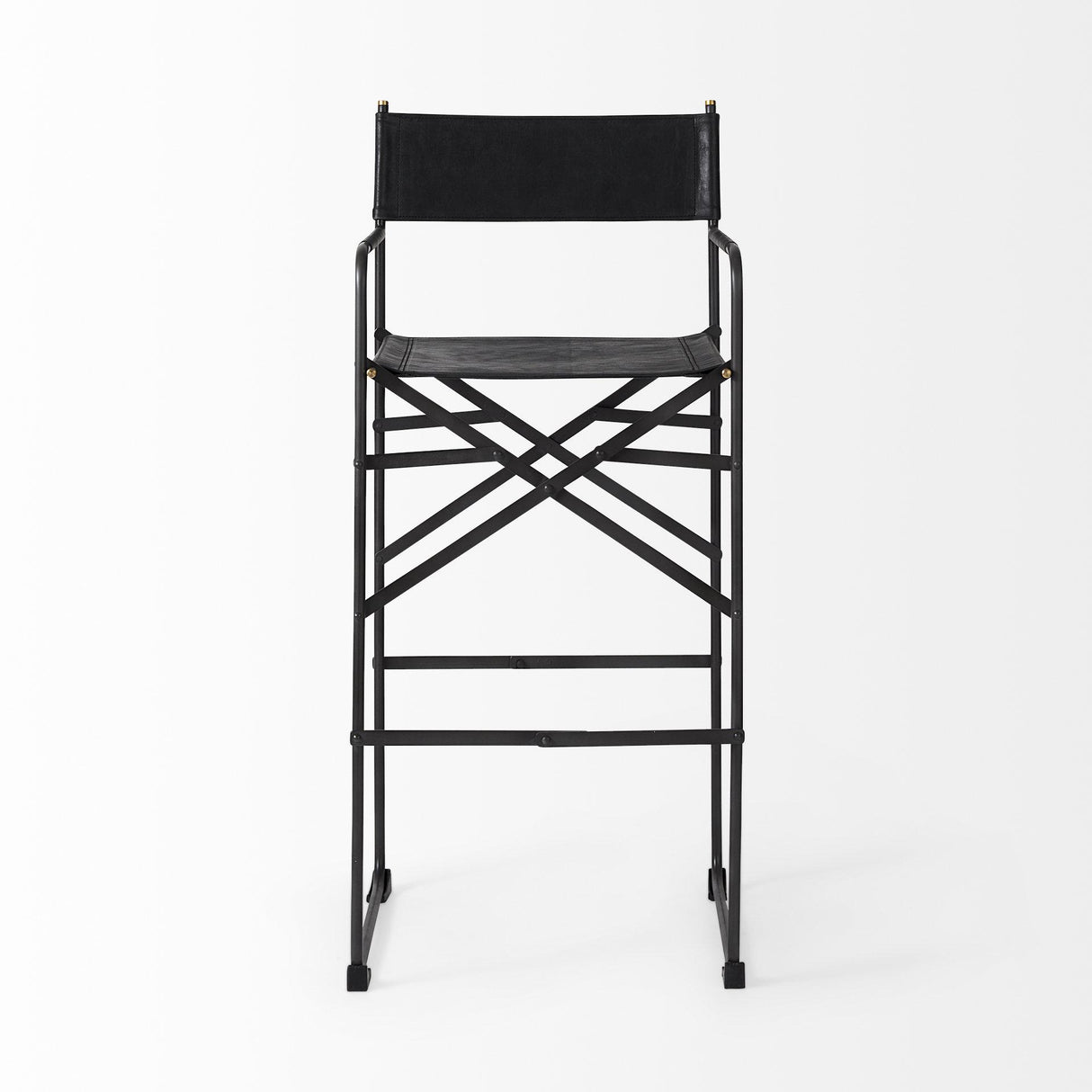Mercana Direttore 19.3L x 19.3W x 44.1H Black Leather Seat W/Black Iron Frame Bar Stool