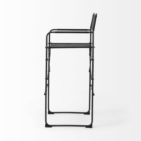 Mercana Direttore 19.3L x 19.3W x 44.1H Black Leather Seat W/Black Iron Frame Bar Stool