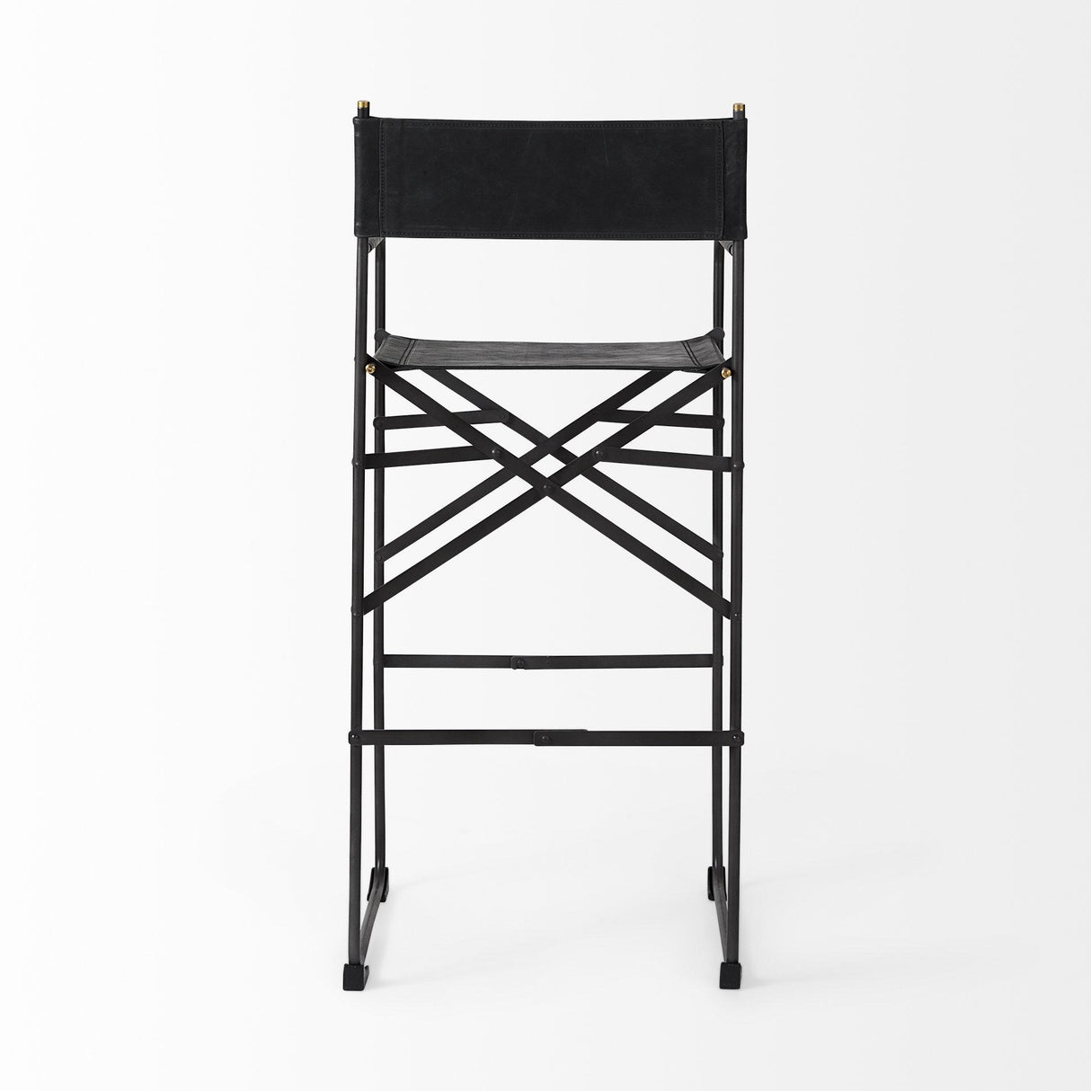 Mercana Direttore 19.3L x 19.3W x 44.1H Black Leather Seat W/Black Iron Frame Bar Stool