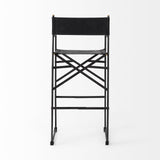Mercana Direttore 19.3L x 19.3W x 44.1H Black Leather Seat W/Black Iron Frame Bar Stool