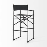 Mercana Direttore 19.3L x 19.3W x 44.1H Black Leather Seat W/Black Iron Frame Bar Stool