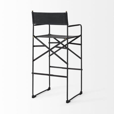 Mercana Direttore 19.3L x 19.3W x 44.1H Black Leather Seat W/Black Iron Frame Bar Stool