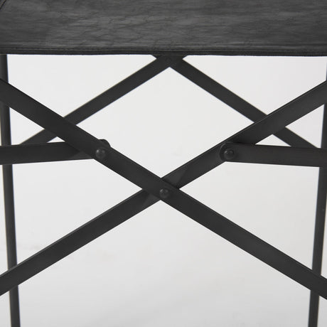 Mercana Direttore 19.3L x 19.3W x 40.2H Black Leather W/Black Frame Counter Stool