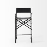 Mercana Direttore 19.3L x 19.3W x 40.2H Black Leather W/Black Frame Counter Stool