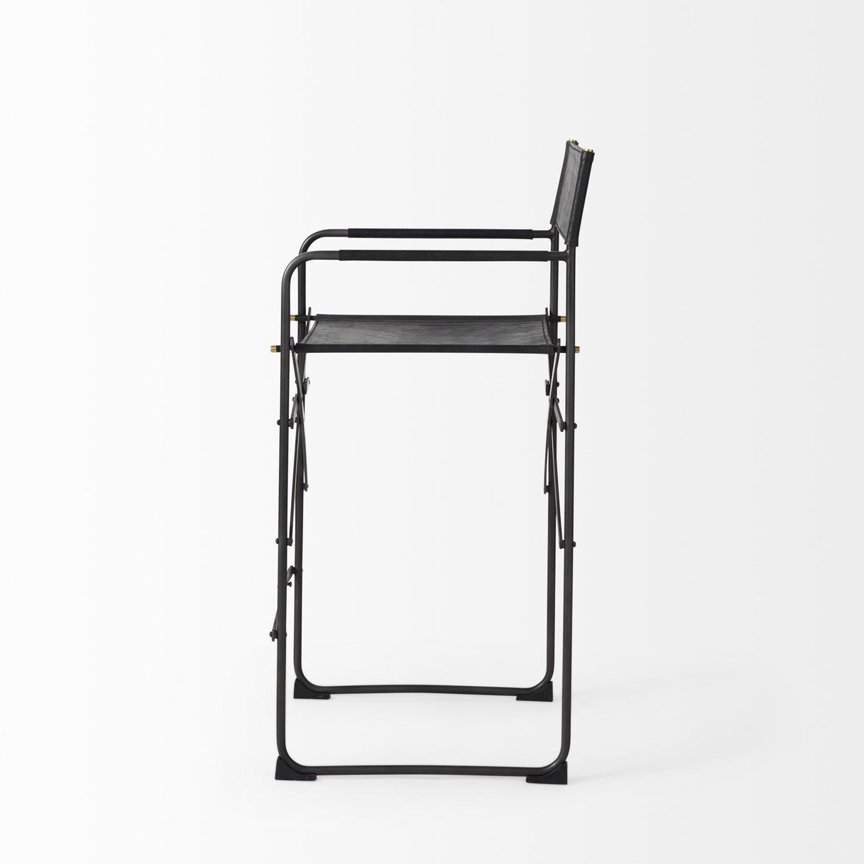 Mercana Direttore 19.3L x 19.3W x 40.2H Black Leather W/Black Frame Counter Stool